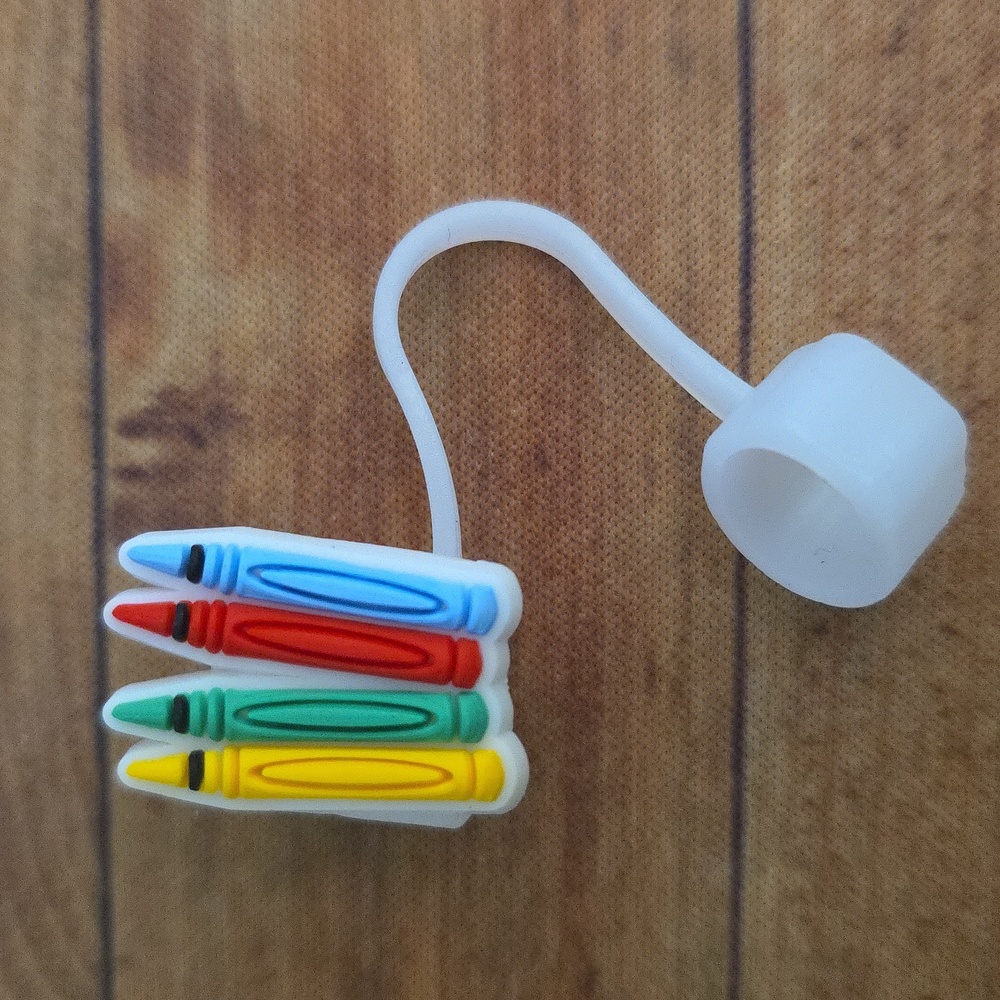 School Crayon Straw Topper Silicone 10mm/0.4 in Cap Accessory